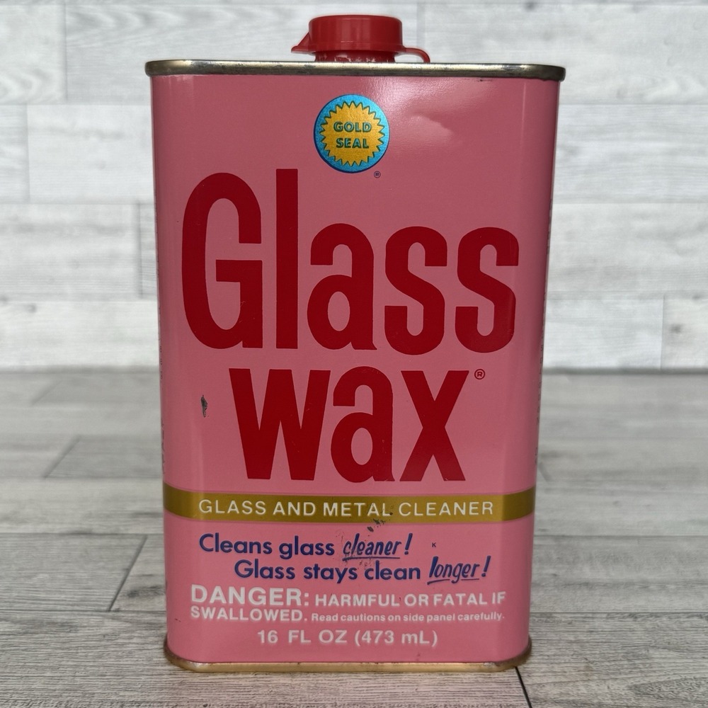 Vintage Gold Seal Glass Wax Metal Chrome Cleaner Polisher 16 oz Can Tin 80% Full